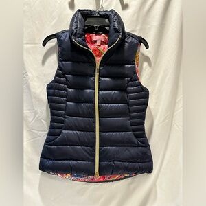 Lilly Pulitzer Dark Blue Puffer Vest with Colorful Lining